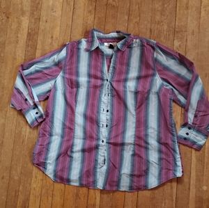 Denim 24/7 Purple & Blue Vertical Striped Top